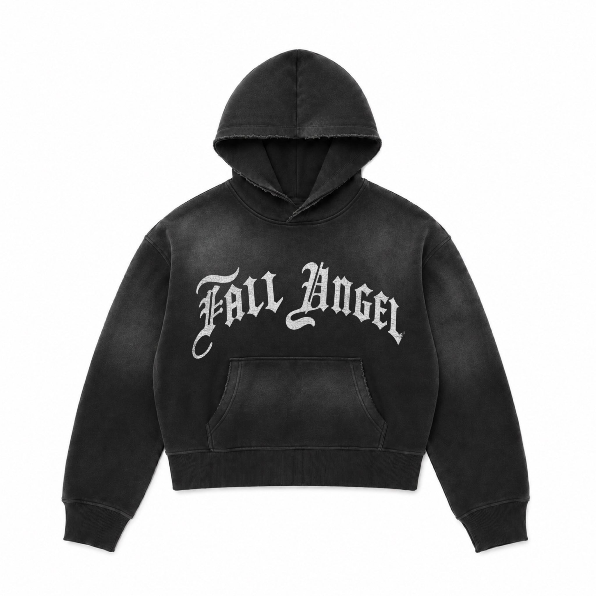 Fall Angel Faded Black Vintage Hoodie